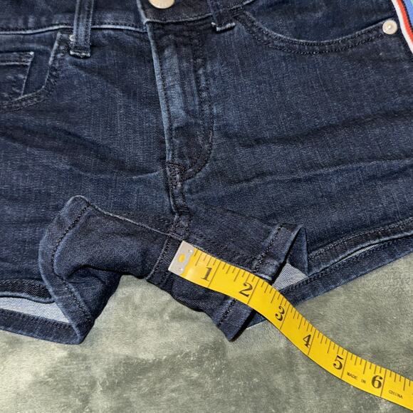 Y2K Express Shortie Relaxed Low Rise Denim Shorts Women's 00 Striped Pockets - Picture 2 of 7